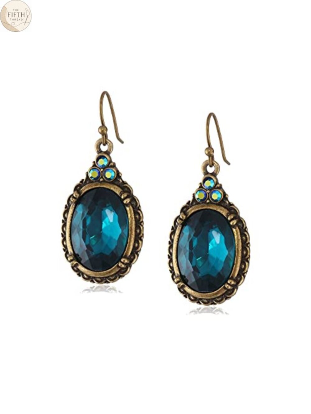 Victorian Oval Multi Faceted Crystal Drop Earrings French Wire